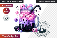 Pastel Goth Halloween Drinks - Kawaii Spooky Clipart PNG Product Image 1