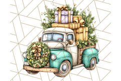 Vintage Christmas Truck Clipart PNG, Retro Holiday Vehicle Product Image 2