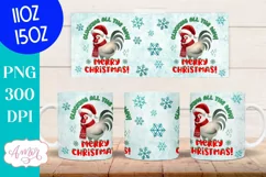 Funny Christmas mug wrap PNG, Christmas rooster coffee mug Product Image 4