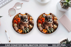 Halloween Dog Car Coaster Sublimation| Halloween Coaster PNG Product Image 1