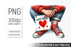 Watercolor Valentine Heart Character Clipart PNG Bundle Product Image 5
