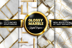 Glossy Marble Digital Papers - 04 variations Product Image 1