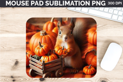 Watercolor Squirrel Mouse Pad Sublimation - Thanksgiving PNG Product Image 1
