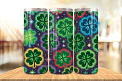 Colorful Shamrock Pattern Tumbler Wrap PNG Sublimation Desig Product Image 1
