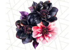 Gothic Floral PNG, Dark Aesthetic Flowers Clipart Print Product Image 2