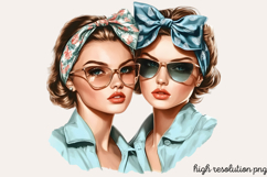 Vintage Retro Girls Clipart PNG Product Image 1