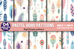Pastel Boho Digital Paper Patterns Bundle PNG Product Image 8