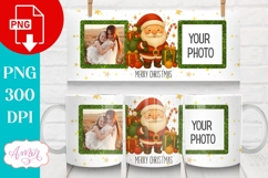Merry Christmas photo mug wrap PNG, Santa mug template png Product Image 2