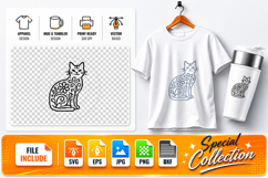 Cat Mandala 1 Zentangle Ornament SVG,EPS,JPG,PNG,DXF Product Image 1