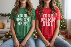 Christmas Bella Canvas 3001 Couple Mockup , BC3001 Couple mo Product Image 1