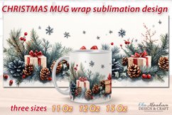 Beautiful festive Christmas wrap design for sublimation on 11Oz, 12Oz and 15Oz MUGS with cute watercolor patterns.