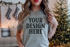 Comfort Colors 1717 Grey Christmas T-Shirt Mockup, Boho Product Image 1