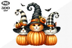 Halloween Cat And Pumpkin Sublimation - Clipart PNG Design Product Image 1