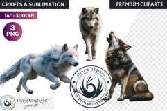 Watercolor Mystic Wolf Fantasy Clipart animal PNG Graphics Product Image 1
