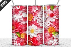 3D Flowers Tumbler Wrap | Sublimation Design | Tumble PNG Product Image 3