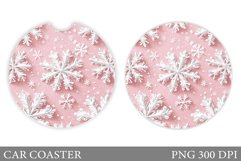 Snowflakes Car Coaster Design. Snowflakes Round Coaster Product Image 1