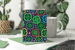 Colorful Shamrock Pattern Greeting Card PNG Sublimation Desi Product Image 1