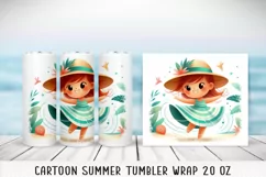 Summer cartoon Tumbler Wrap|PNG, 20 oz. Product Image 3