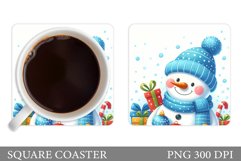 Cute Snowman Coaster Sublimation. Christmas Coaster Design Product Image 1