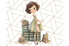 Whimsical Library Clipart with Cozy Readers and Books Product Image 2