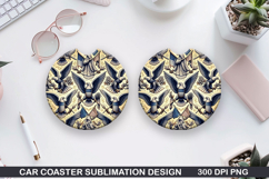 Eagle Flag Car Coaster Sublimation| 4th Of July Coaster PNG Product Image 1