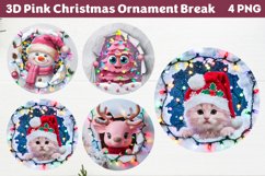 3D Pink Christmas Ornament Break clipart png Product Image 1