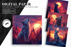 Wolf Wall Art Digital Paper Backgrounds Printable Scrapbook Product Image 1
