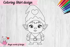 Valentine's Day Coloring Shirt SVG, gnome svg Product Image 2