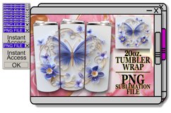 Butterfly and Flowers Tumbler Wrap - 20oz Spring 3D Product Image 1