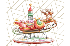 Santa Sleigh Ride Clipart PNG, Flying Reindeer Christmas Art Product Image 2
