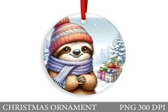 Cute Sloth Christmas Ornament. Christmas Sloth Sublimation Product Image 1