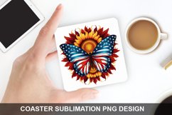 4Th Of July Butterfly- Coaster Sublimation Design Product Image 1