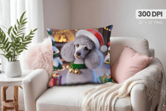 Winter Dog Christmas PNG, Winter Wonderland Pillow Design Product Image 1