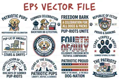 Patriotic Dog 4th of July Funny Badge T-Shirt EPS Product Image 1