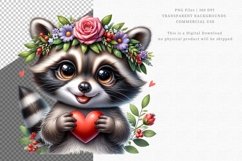 Valentines day clipart, Animals with red heart Product Image 3