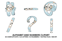 Cute Puppies Alphabet PNG, watercolor Letters &amp; Numbers Product Image 6