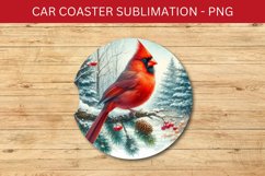 rounded car coaster - cardinal bird Product Image 1
