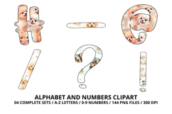 Cute Puppies Alphabet PNG, watercolor Letters &amp; Numbers Product Image 6