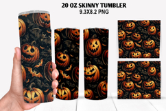 Pumpkin Skinny Tumbler 20oz Wrap Design, Halloween Tumbler Product Image 1