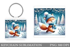 Christmas Fox Keychain. Winter Fox Keychain Design Product Image 1