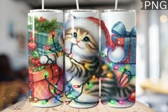 Christmas Cat Tumbler Wrap - Christmas Tumbler PNG Design Product Image 1