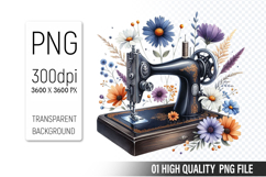 Vintage Sewing Machine Clipart PNG Bundle, High Quality PNG Product Image 4