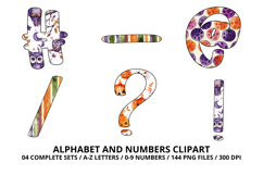 Halloween Alphabet Clipart PNG, watercolor letters doodle Product Image 6