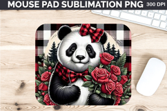 Watercolor Panda Mouse Pad Sublimation - Valentines PNG Product Image 1