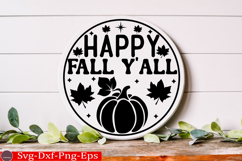 Happy Fall Y&#039;all Fall Round Sign SVG Product Image 2