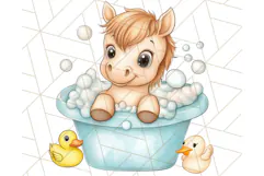 Farm Animal Babies in Bubble Bath PNG, Nursery Clipart Product Image 2