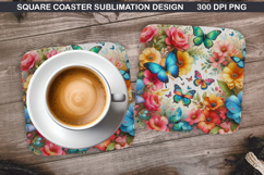Flowers Coaster Sublimation, Spring Coaster PNG Design Product Image 1