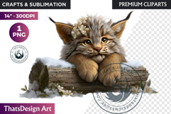 Lynx Watercolor Arctic Winter Animal Clipart Wildlife PNG Product Image 1