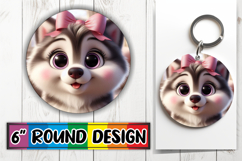 Cheerful Circle Car Coasters PNG, 3D Dog Product Image 1