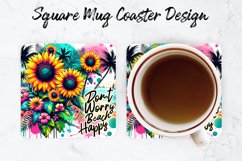 Don&#039;t worry Beach Happy Mug coaster | Coaster | Sublimation Product Image 1